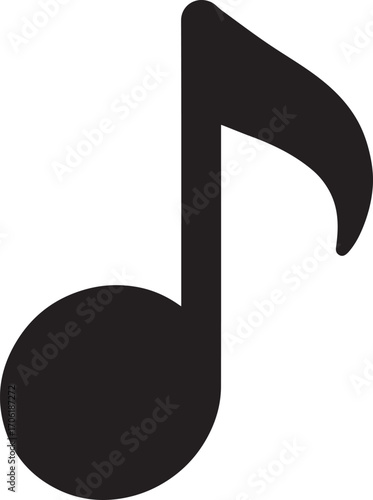 Music note silhouette icon vector, sound symbol design for audio, song, melody, rhythm, and entertainment.