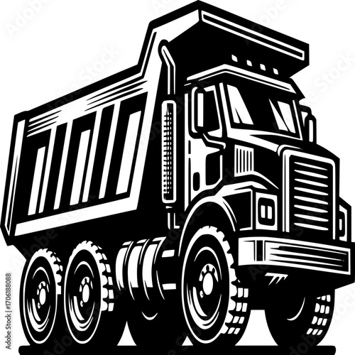 Heavy-duty Hauler: This powerful dump truck stands ready, embodying the strength of industry and transport. Its bold design speaks of tireless work and essential movement.