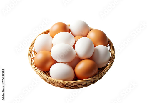 Wallpaper Mural Woven basket overflowing with fresh farm eggs of various colors and sizes isolated on transparent background Torontodigital.ca