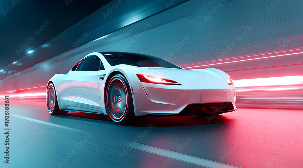 Obraz premium fast moving car on road