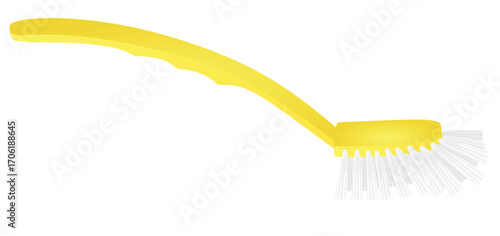 Yellow dishwashing brush. vector illustration	
