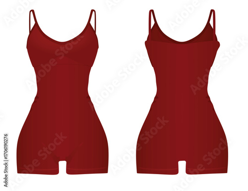 Red sleeveless jumpsuit. vector illustration	