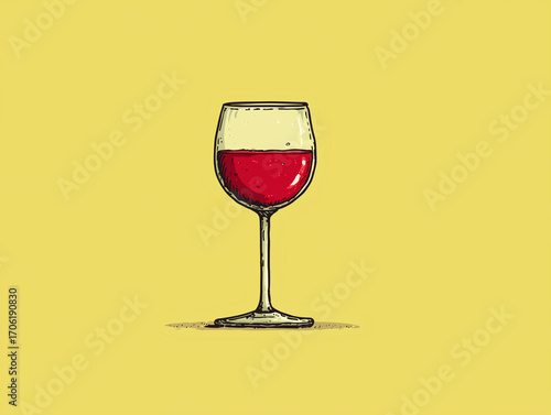 vector icon of wine glass with red wine