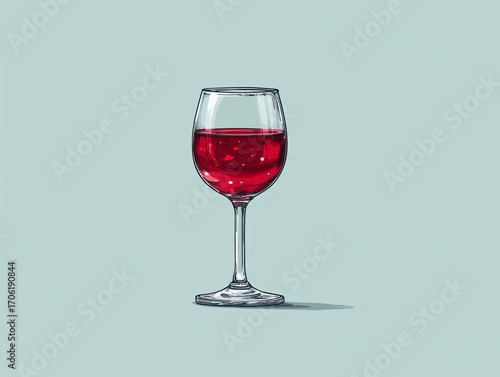 vector icon of wine glass with red wine