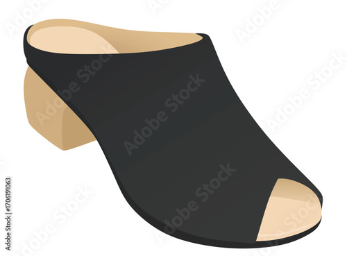 Black high heel sandal. vector illustration	