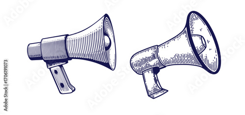 Hand drawn loudspeaker icon. Monetization ads icon