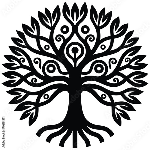 mayan tree of life symbol isolated on white background