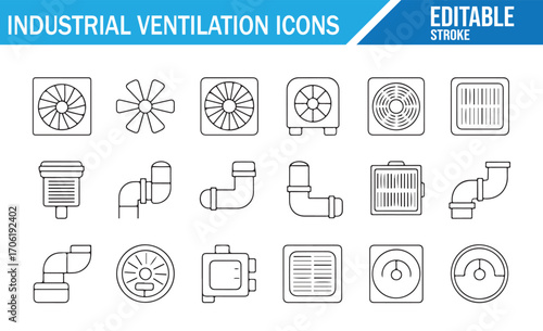 Editable stroke line icons for air conditioning and exhaust ventilation design