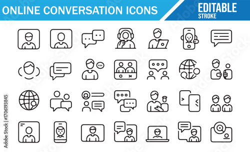 Messaging and chat service icons for business and social communication