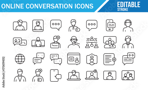 Business chat and video conference symbols web and mobile vector design