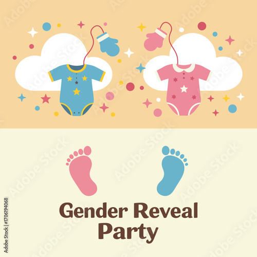 Vector illustration of gender reveal party banner