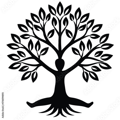 tree of life for yoga mindfulness isolated on white background