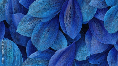 Abstract Blue Petal Cascade - A Textured Symphony of Color and Form.