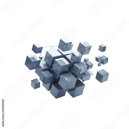 Abstract Silver Cube Cluster Digital Art Background for Business and Technology Concepts