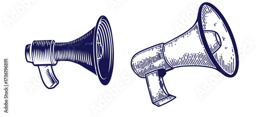 Hand drawn loudspeaker icon. Monetization ads icon