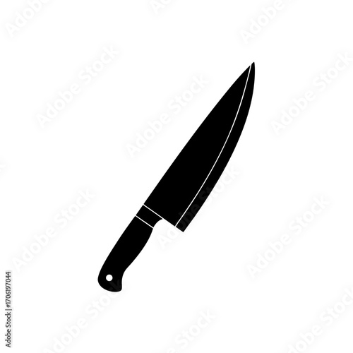 Silhouette of a sharp knife on transparent background