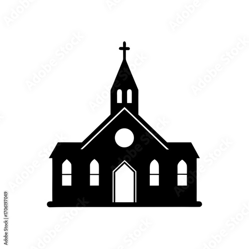 Silhouette of a church on transparent background