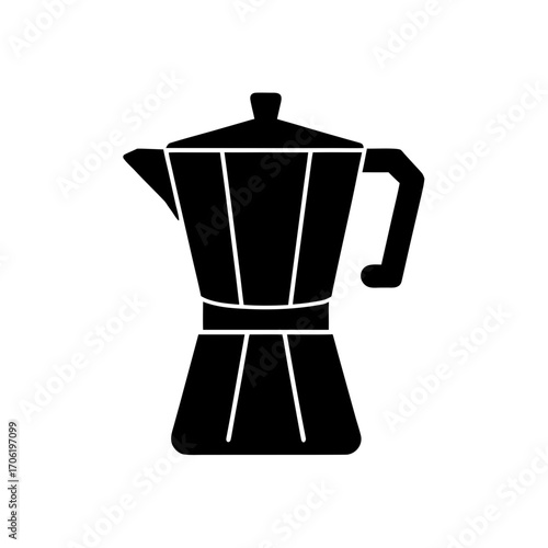 Black coffee maker design on transparent background silhouette