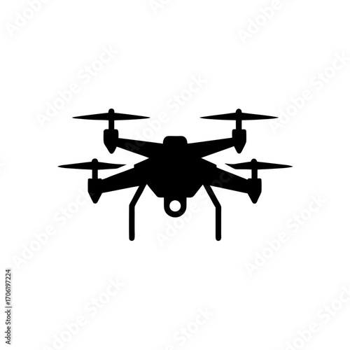 Drone silhouette aerial on transparent background