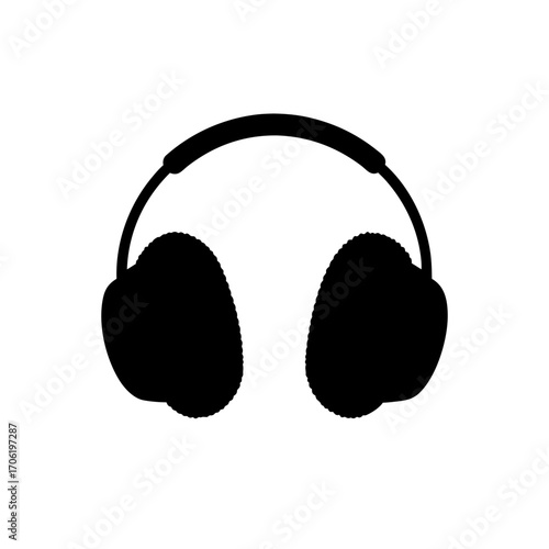 Silhouette of headphones on transparent background