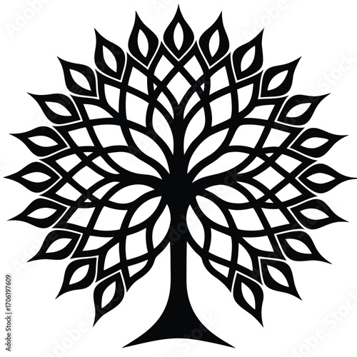 tree of life sacred geometry pattern isolated on white background