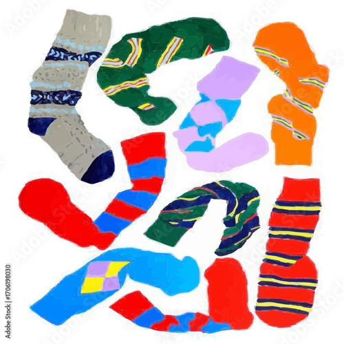 colorful socks on the white background