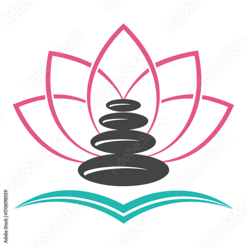 Serene Lotus & Zen Stones Wellness Logo Vector