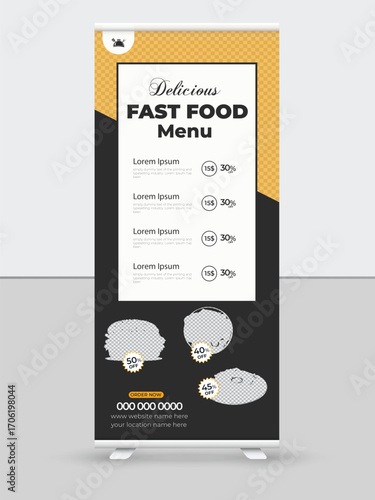 Delicious menu and testy food banner design template 