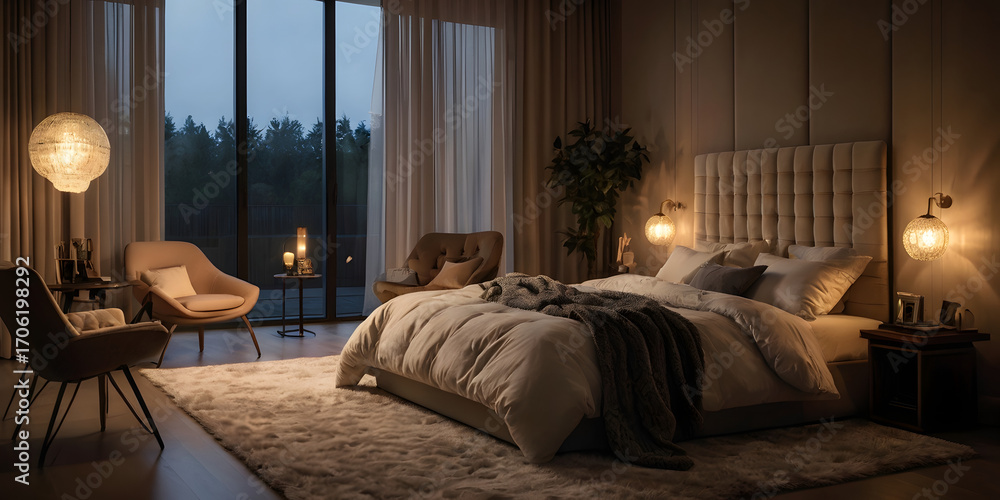 Fototapeta premium luxury hotel room, christmas tree