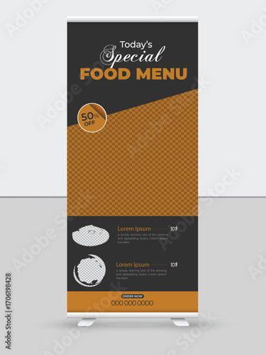 Testy food roll up healthy food menu banner design 