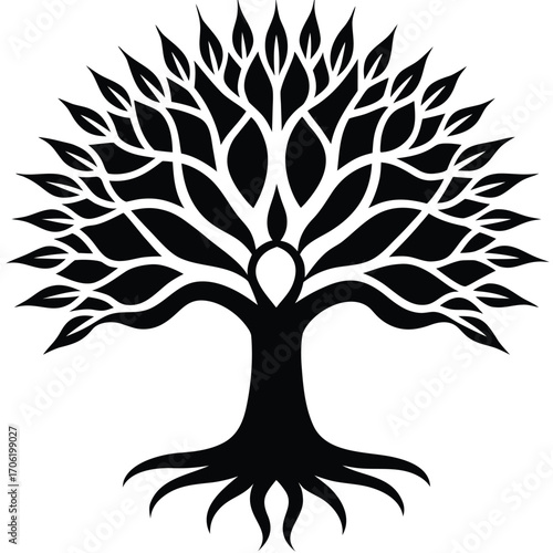 tree of life with glowing aura isolated on white background