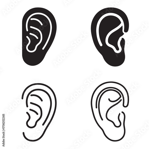 Human Ear Icon Set Vector Illustration