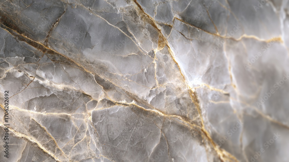 Fototapeta premium Elegant Marble Texture - Swirling Veins of Gray, Gold, and White, Luxurious Surface.