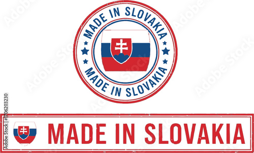 Made in Slovakia Stamp Design Featuring National Flag Color on Transparent Background