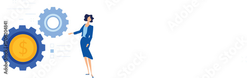 Business Girl with Dollar Symbol Vector Art Template