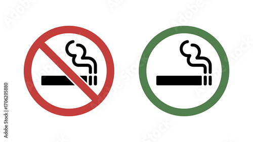 No Smoking Allowed and Smoking Area Symbols in White Background Clean and Clear Concept Illustration for Health and Safety Policy