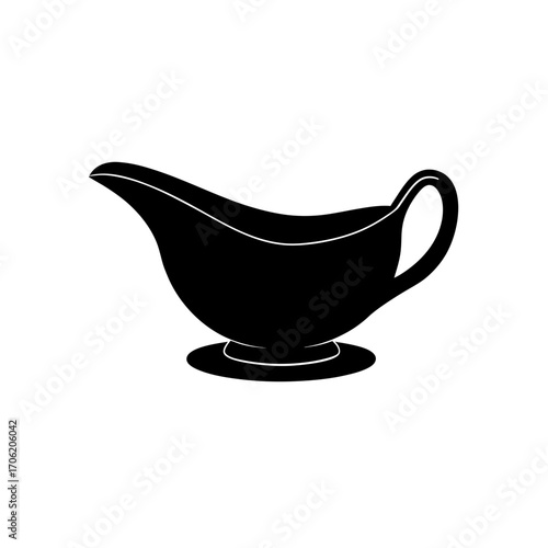 Silhouette gravy boat icon on transparent background