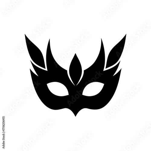Elegant masquerade mask art on transparent background silhouette