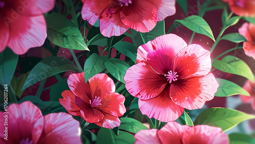 Wallpaper Mural red and white flowers Torontodigital.ca