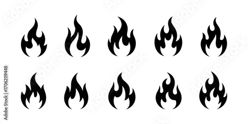 Flame Icon Set Various Styles and Designs