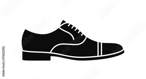 Silhouette of a classic men's dress shoe with laces, viewed from the side.