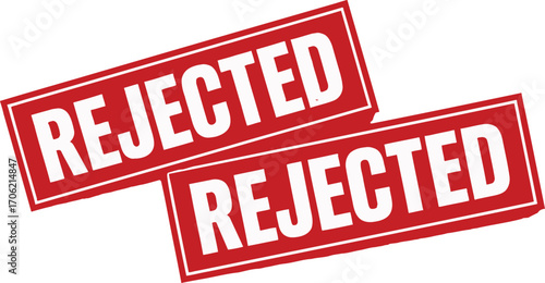 Two Red Rectangular Stamps with Rejected Text on Transparent Background