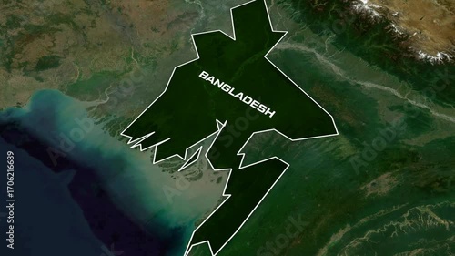 Satellite view of bangladesh s distinct border shape from above