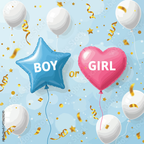 Vector illustration gender reveal party boy or girl with ballon