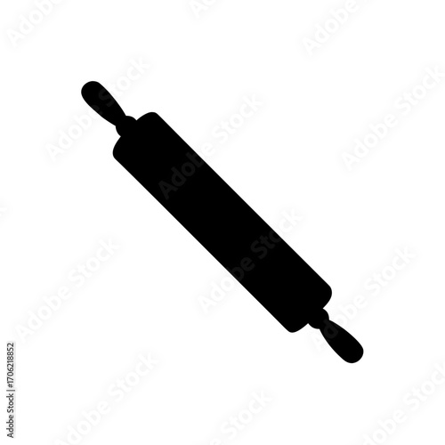 Rolling pin kitchen tool on transparent background silhouette