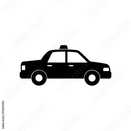 Silhouette of a taxi cab on transparent background