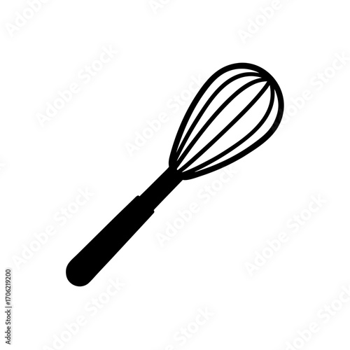 A black whisk silhouette on transparent background