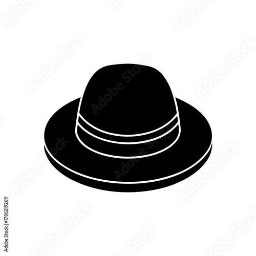 Silhouette of a fedora hat on transparent background