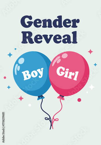 Vector illustration gender reveal party boy or girl with ballon