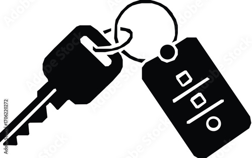 Black silhouette of a car key fob with lock unlock and car icons automobile vehicle With Remote Controller.